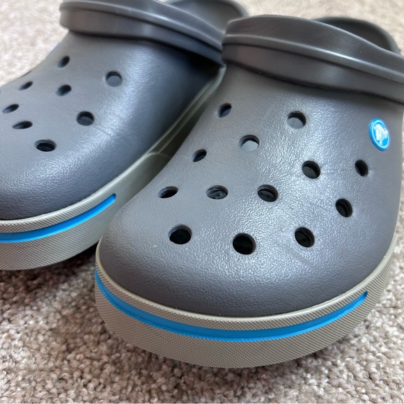 Crocs Crocband Clogs Mens Size 11 Dark Grey Blue Sporty Comfort Sandals Shoes - Picture 8 of 10